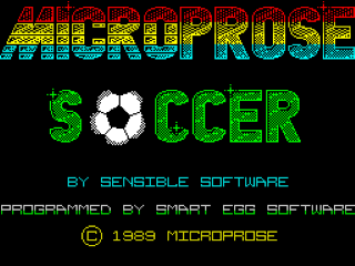 MicroProse Soccer title screen for ZX Spectrum